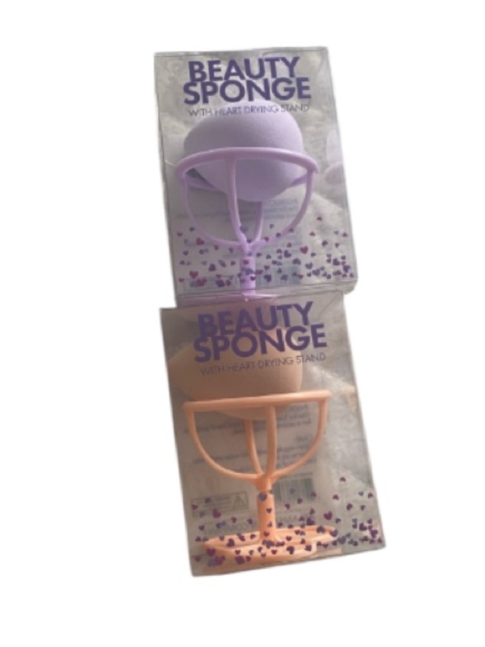 Beauty Sponge with Heart Drying Stand - Lavender & Peach